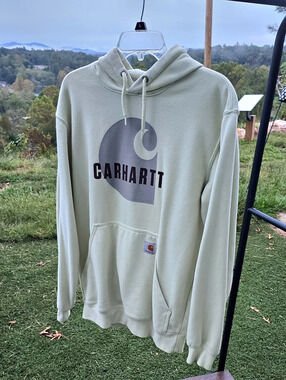 Carhartt Loose Fit Logo Hoodie Sage Green Small Lightly Used